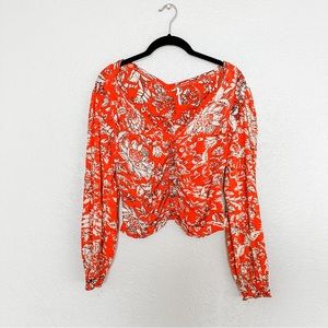 Free People Say The Word Floral Knit Blouse size L